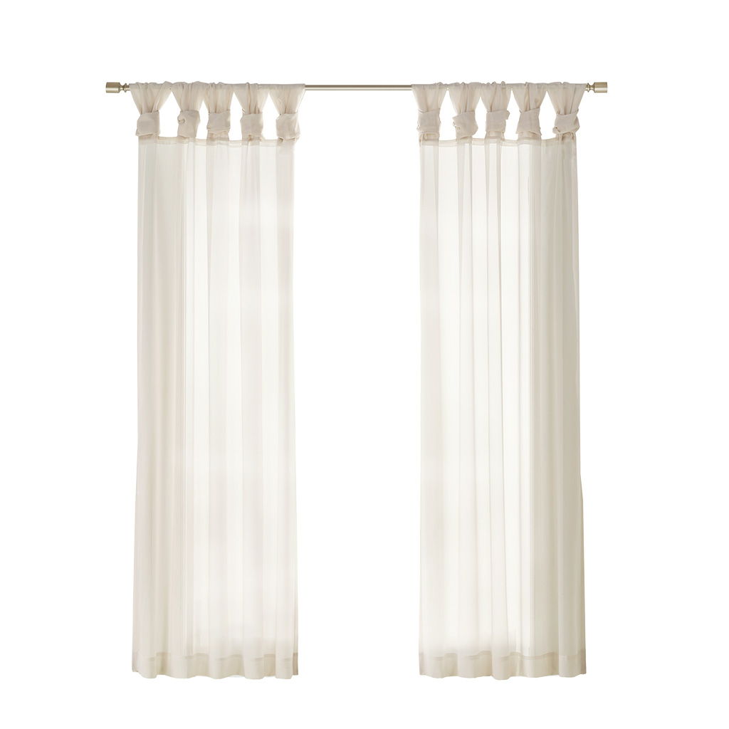 Ceres - Twist Tab Voile Sheer Window Pair - Ivory