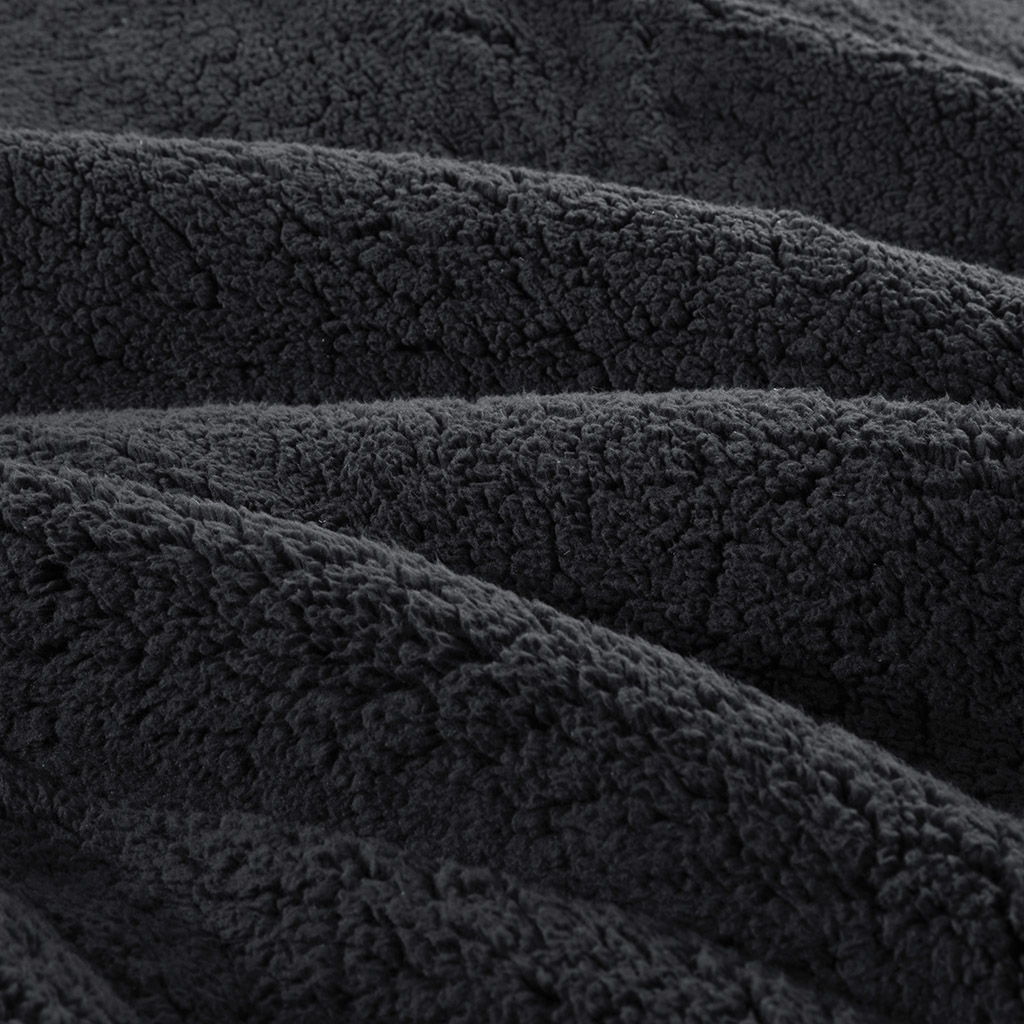 Mira - 3 Piece Full/Queen Crushed Velvet Sherpa Reversible Comforter Set - Charcoal