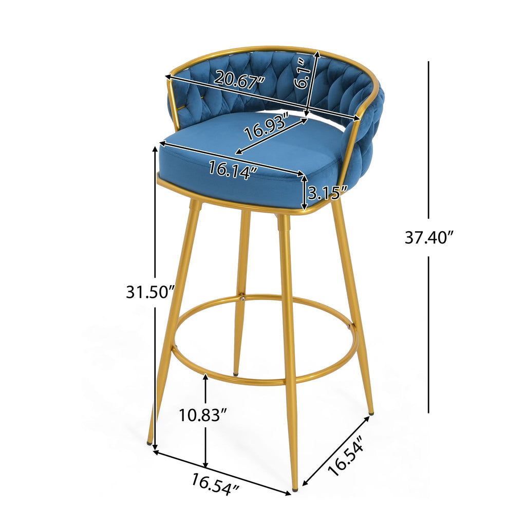 Modern Low Back Upholstered Counter Height Bar Stools (Set of 2)