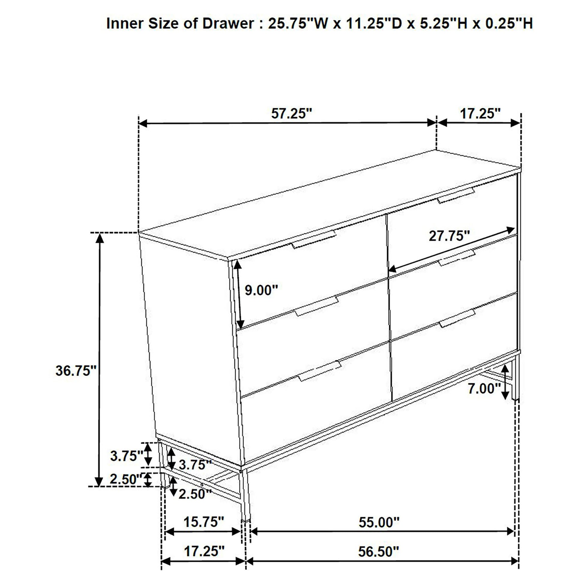 Taraval - 6 Drawer Bedroom Dresser - White