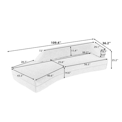 Curved Chaise Lounge Modern Indoor Sofa Couch For Living Room