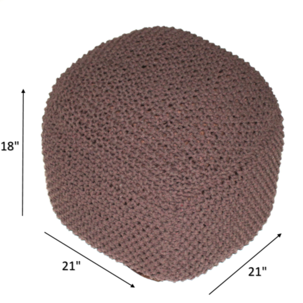 Semi Rounded Pouf, Cable Knitted, Perfect Seating