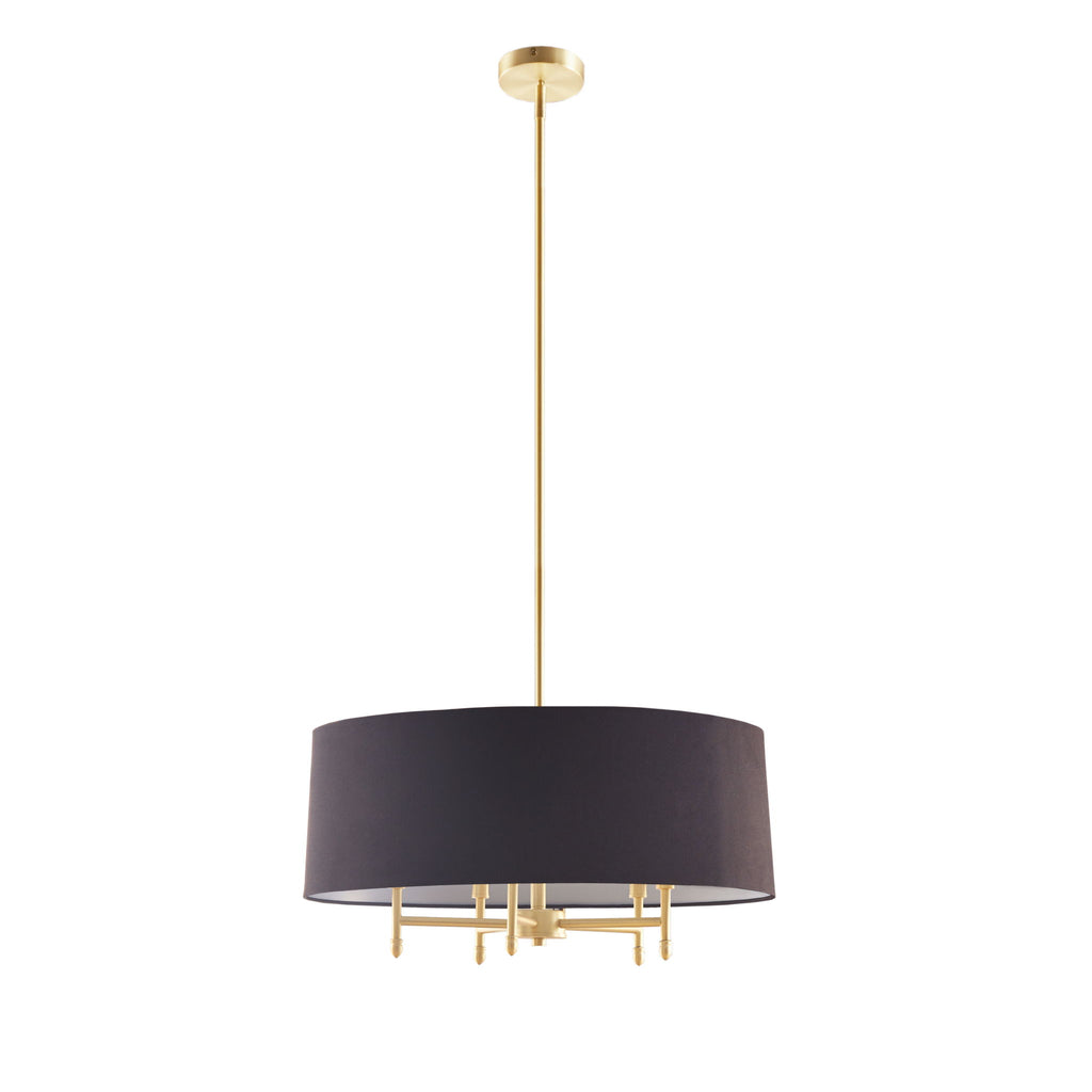 Presidio - 5-Light Black Drum Shade Chandelier - Gold / Black