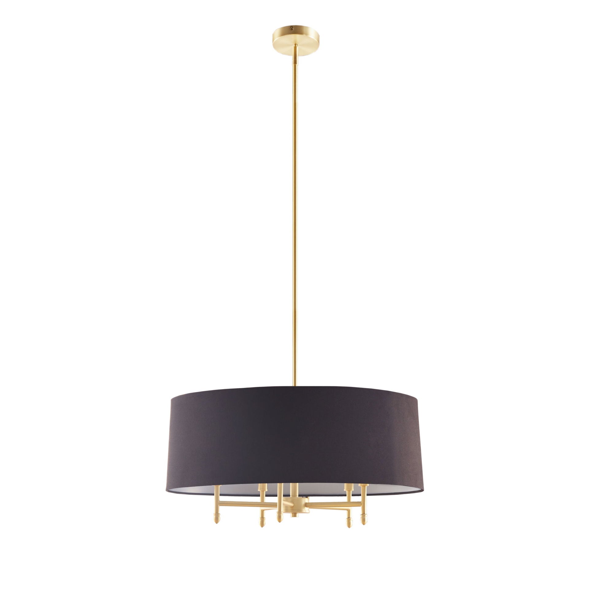 Presidio - 5-Light Black Drum Shade Chandelier - Gold / Black