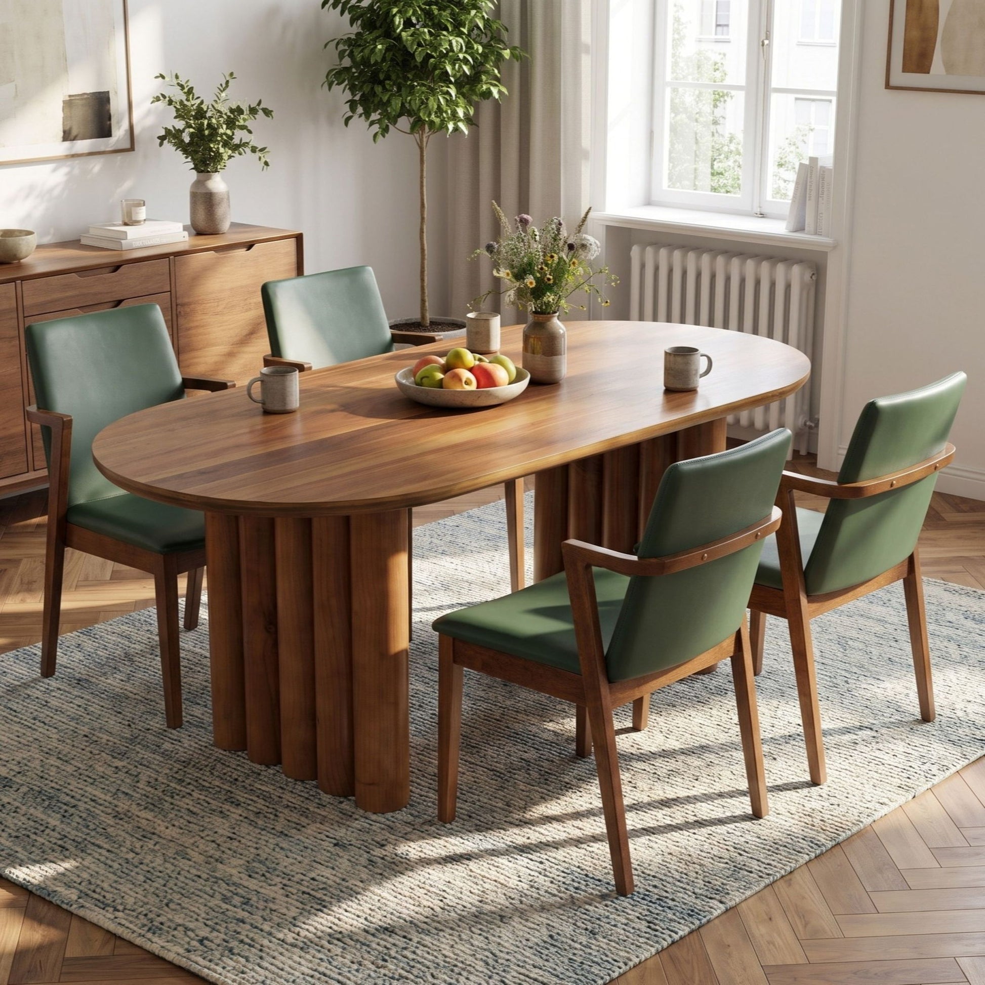 5 Piece Indoor Dining Set With Oval Table And Chairs