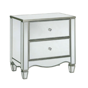 Nightstand With Mirror Panels - Silver