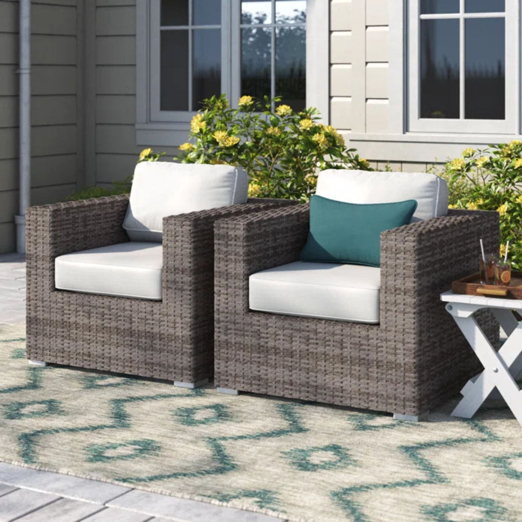 Grade - Club Patio Chair With Sunbrella Cushions (Set of 2) - Gray Mix / White