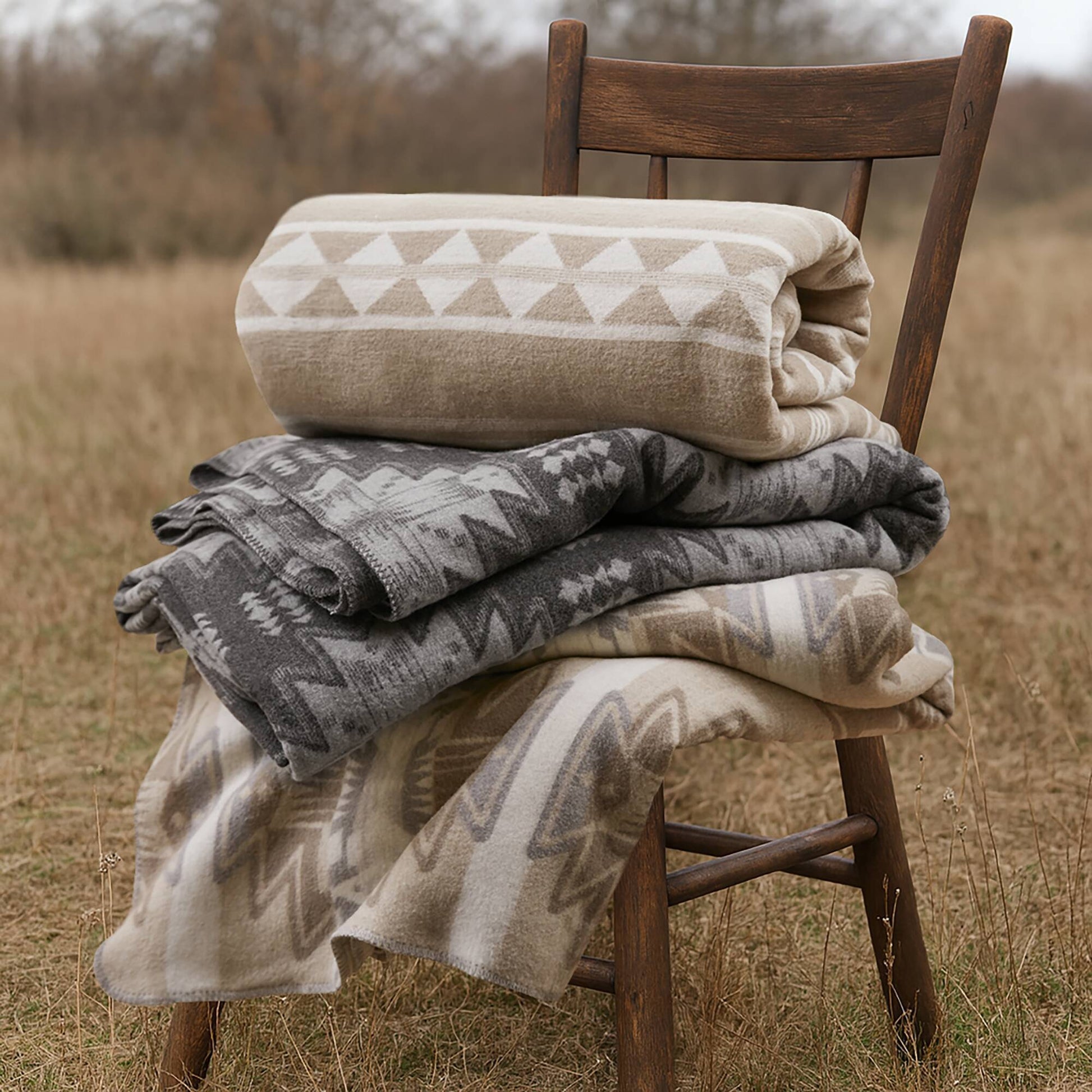 Alberta - Cotton Blend Blanket - Gray Aztec