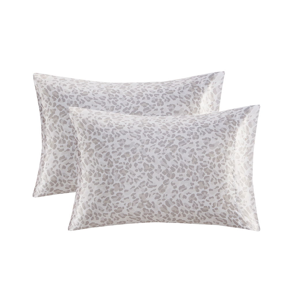 Printed Satin - King Sheet Set - Taupe Leopard