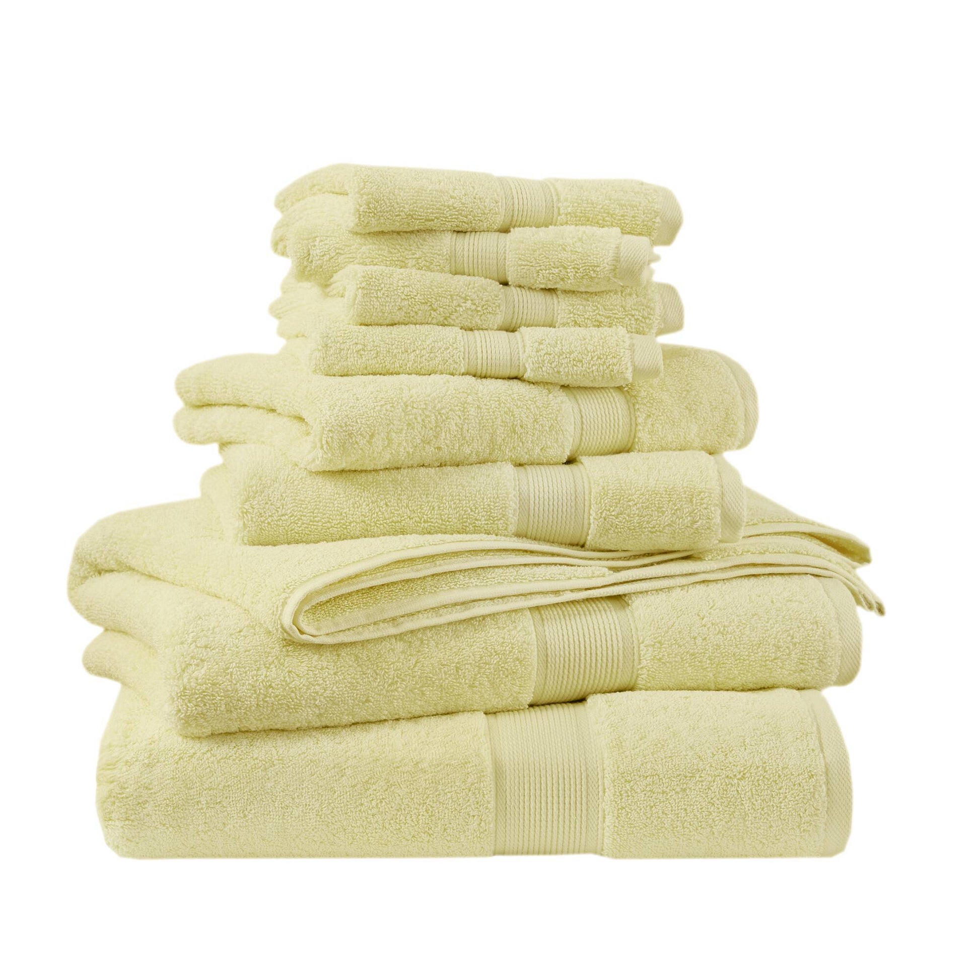 800GSM - 8 Piece Antimicrobial Towel Set - Yellow