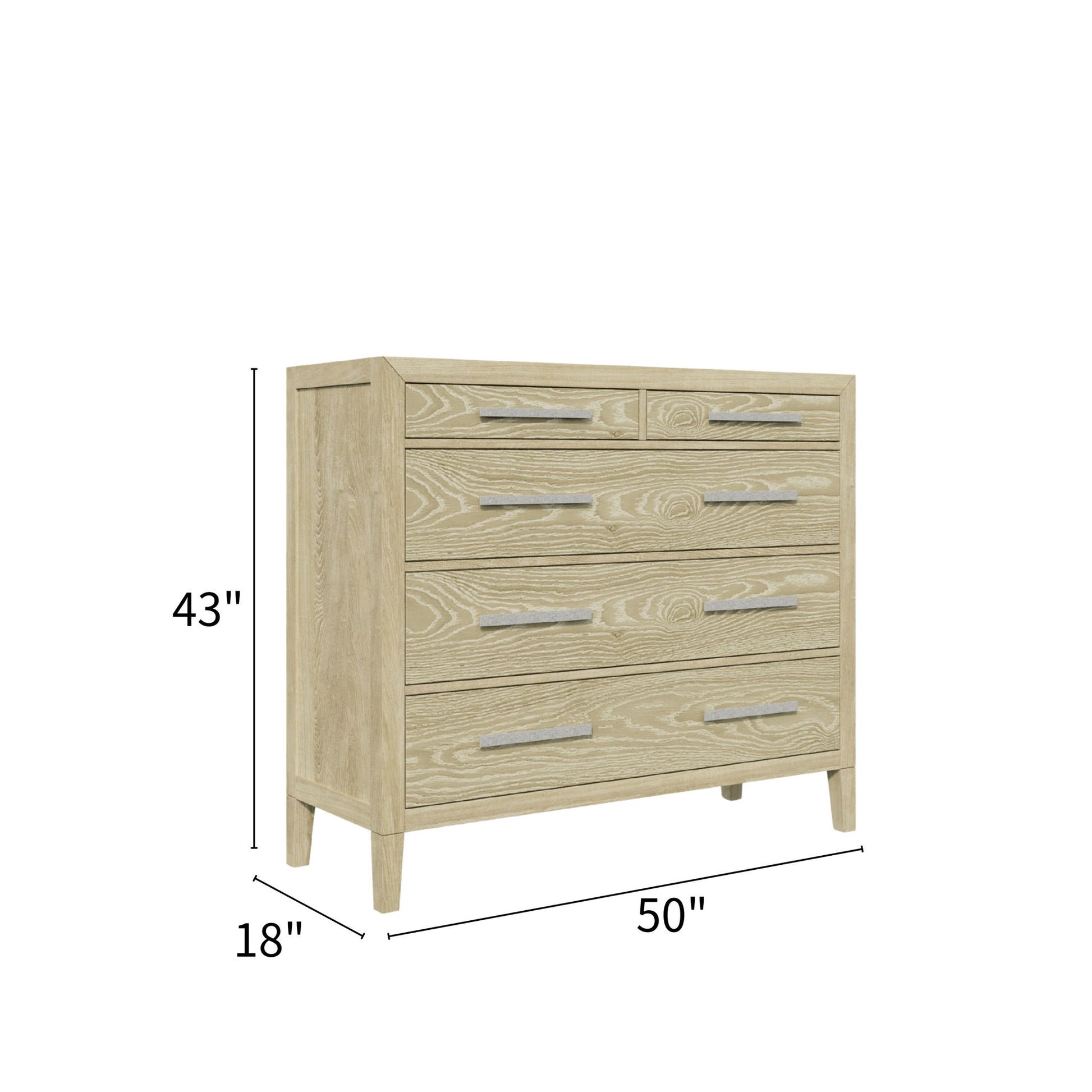 Adeline - 5 Drawers Chest - Natural Wood Wash