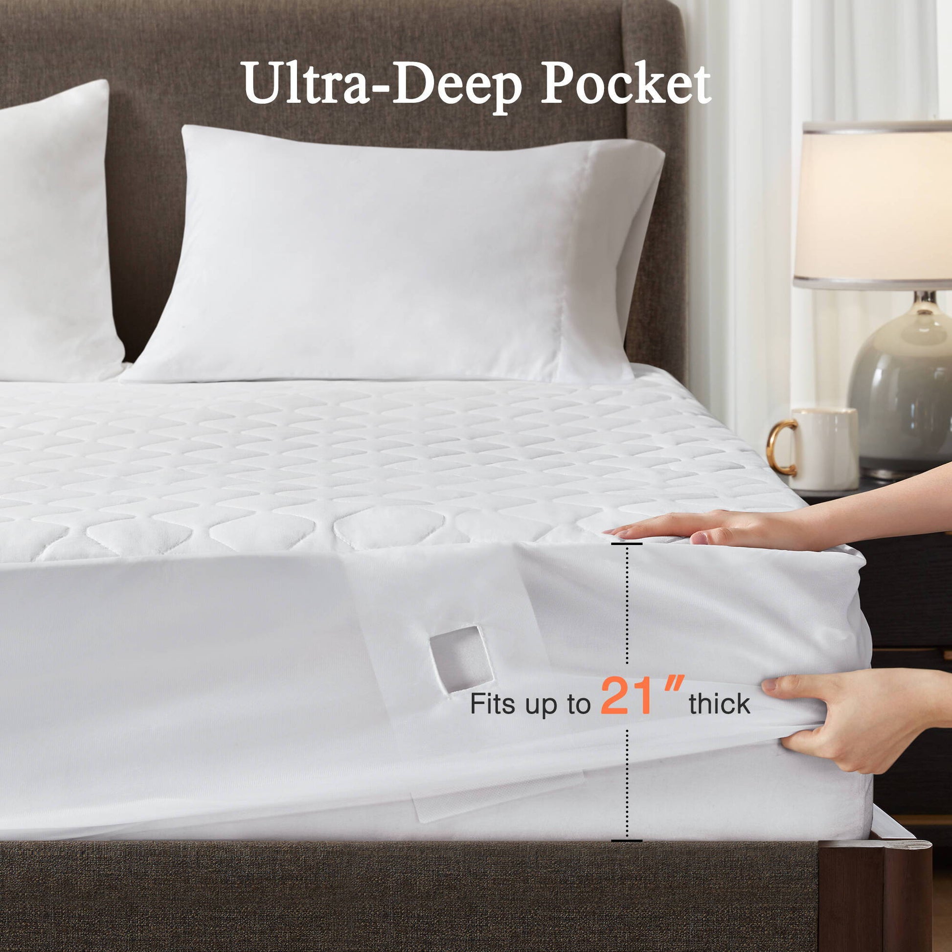 Cotton - Queen Cotton Deep Pocket Heated Mattress Pad-20 Heat Settings - White