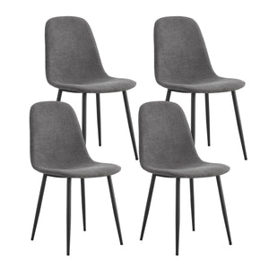 Modern Medieval Style Cushioned Side Chairs Set With Black Metal Legs For Kitchens