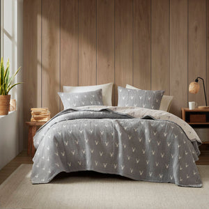 Keystone - King/California King Coverlet Set - Gray