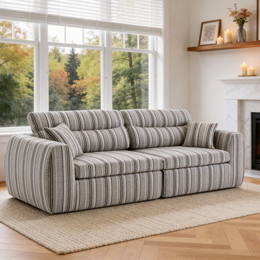 3 Seater, Couch With Throw Pillows For Living Room