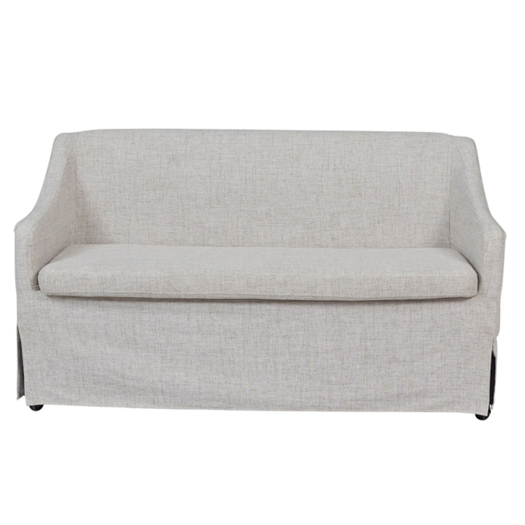 Slip Covered Settee With Casters - Beige