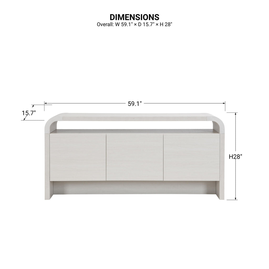 Arlo - Waterfall Sideboard Cabinet With Open Shelf And Hidden Storage