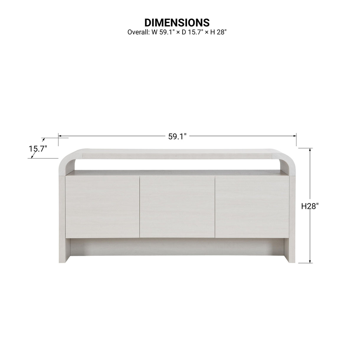 Arlo - Waterfall Sideboard Cabinet With Open Shelf And Hidden Storage