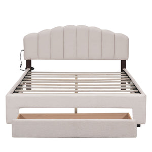 Upholstered Platform Bed With Drawer