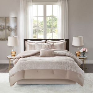 Ava - 7 Piece Comforter Set - Taupe