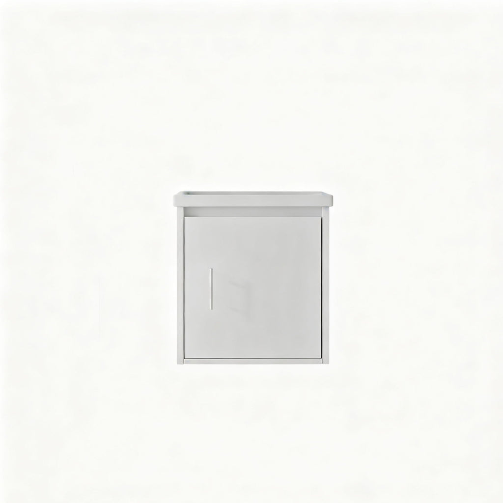 20" Floating Bathroom Vanity Combo With Wall Cabinet, Ceramic Sink & Soft Close Doors - White