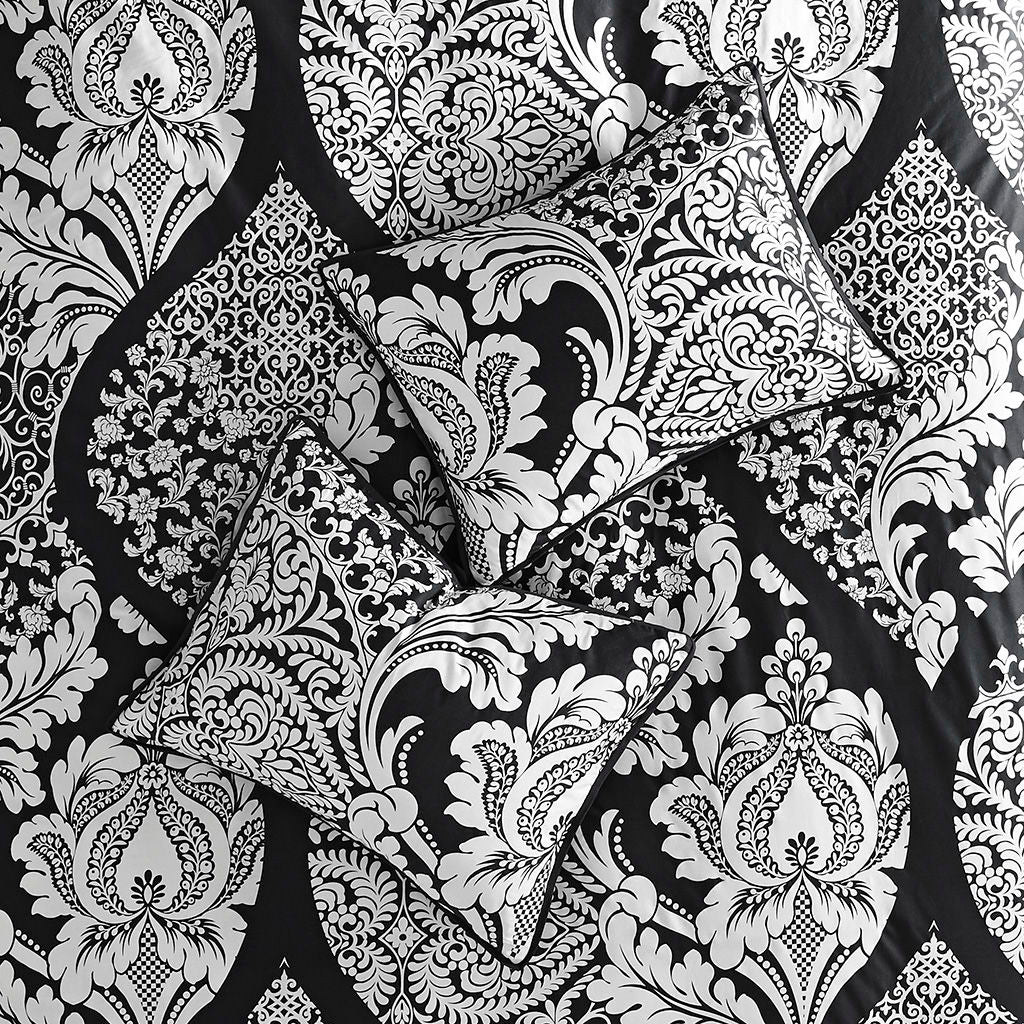Vienna - 7 Piece Queen Cotton Printed Comforter Set - Black