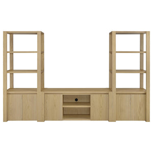 Susac - 3 Piece Entertainment Center With TV Stand And Media Towers - Light Oak
