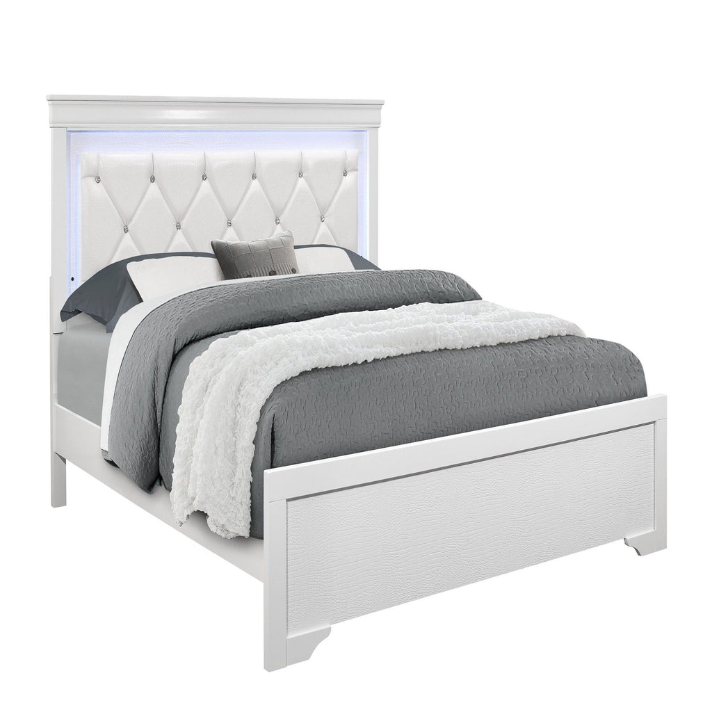 Shaker - Bed With LED Lighting And Crystal Inspired Tufted Headboard