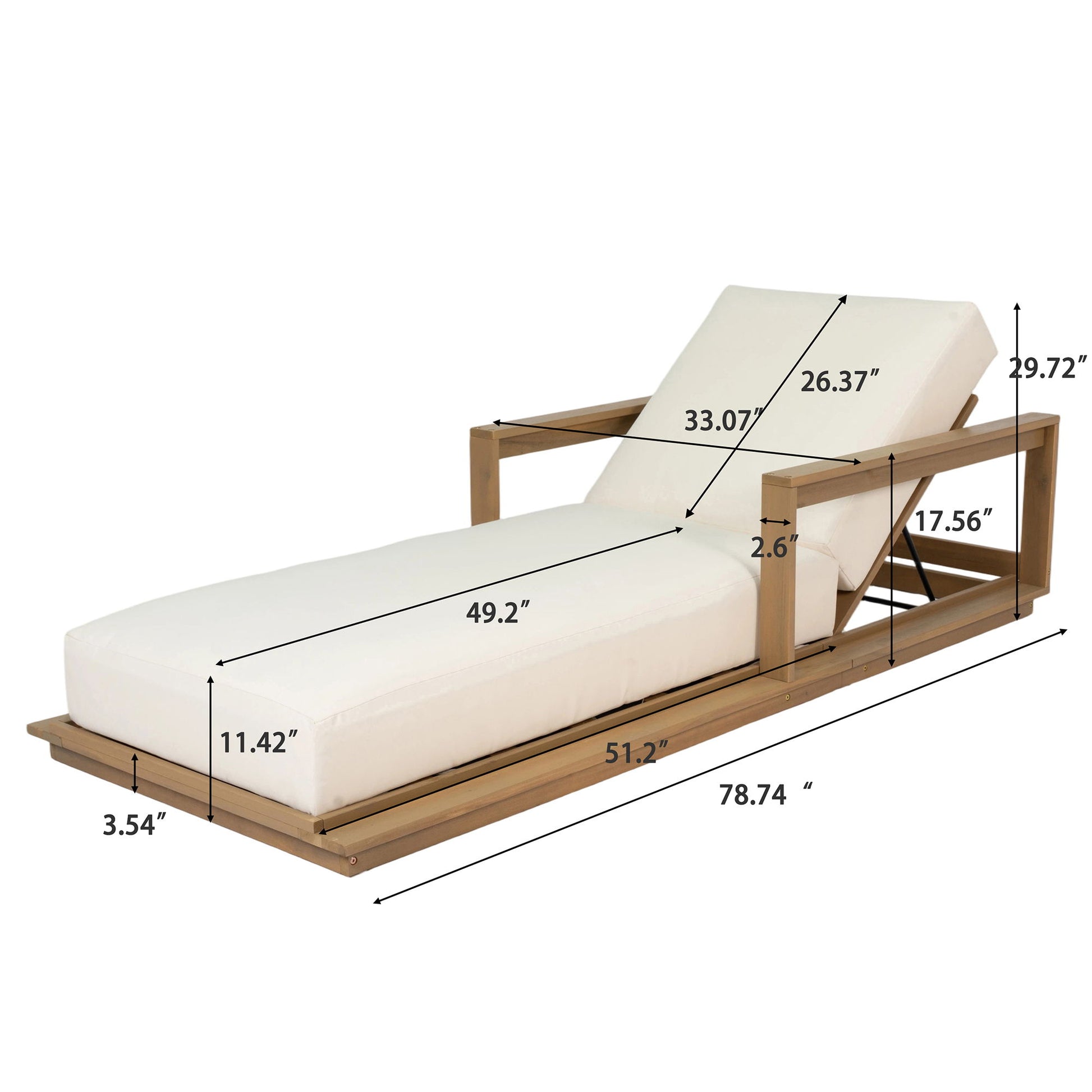 Modern Sunlounger With 5 Position Adjustable Backrest
