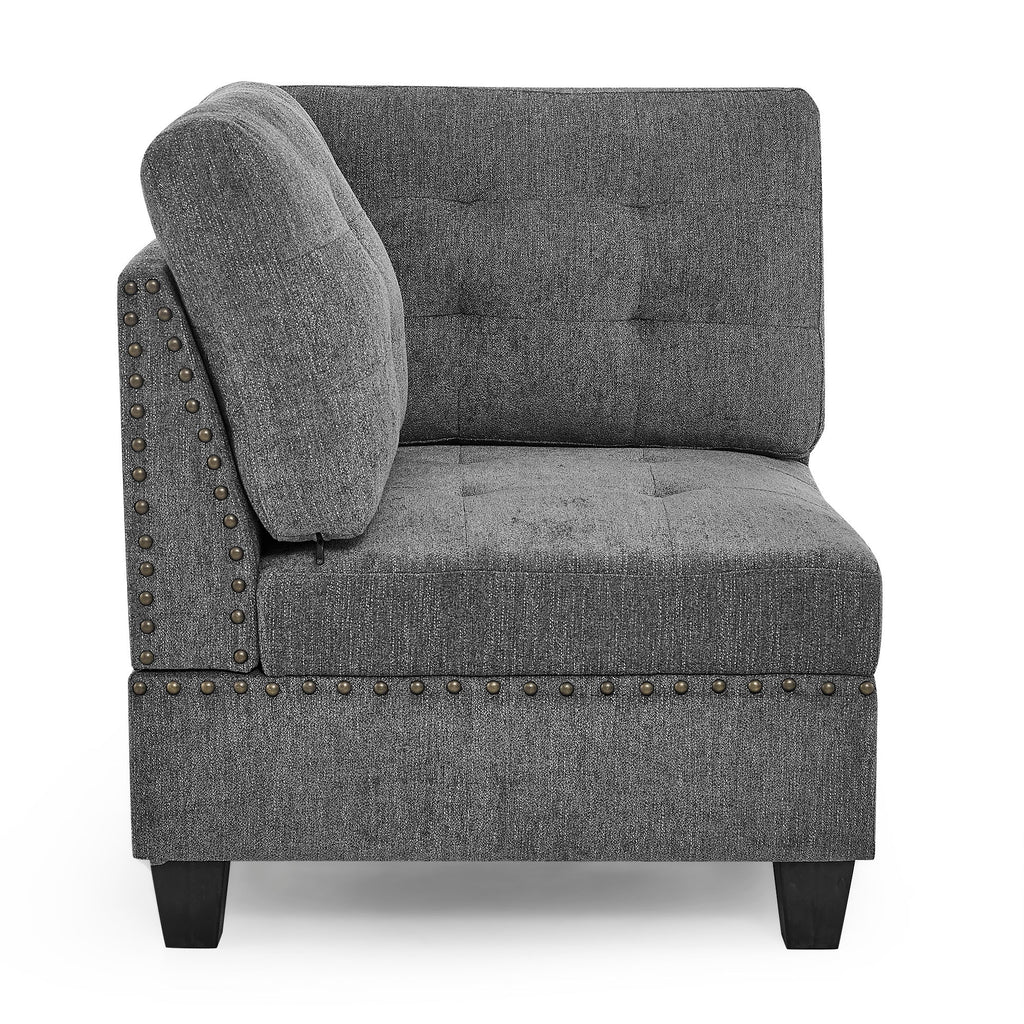Modular Corner Sofa With Chenille Upholstery - Gray