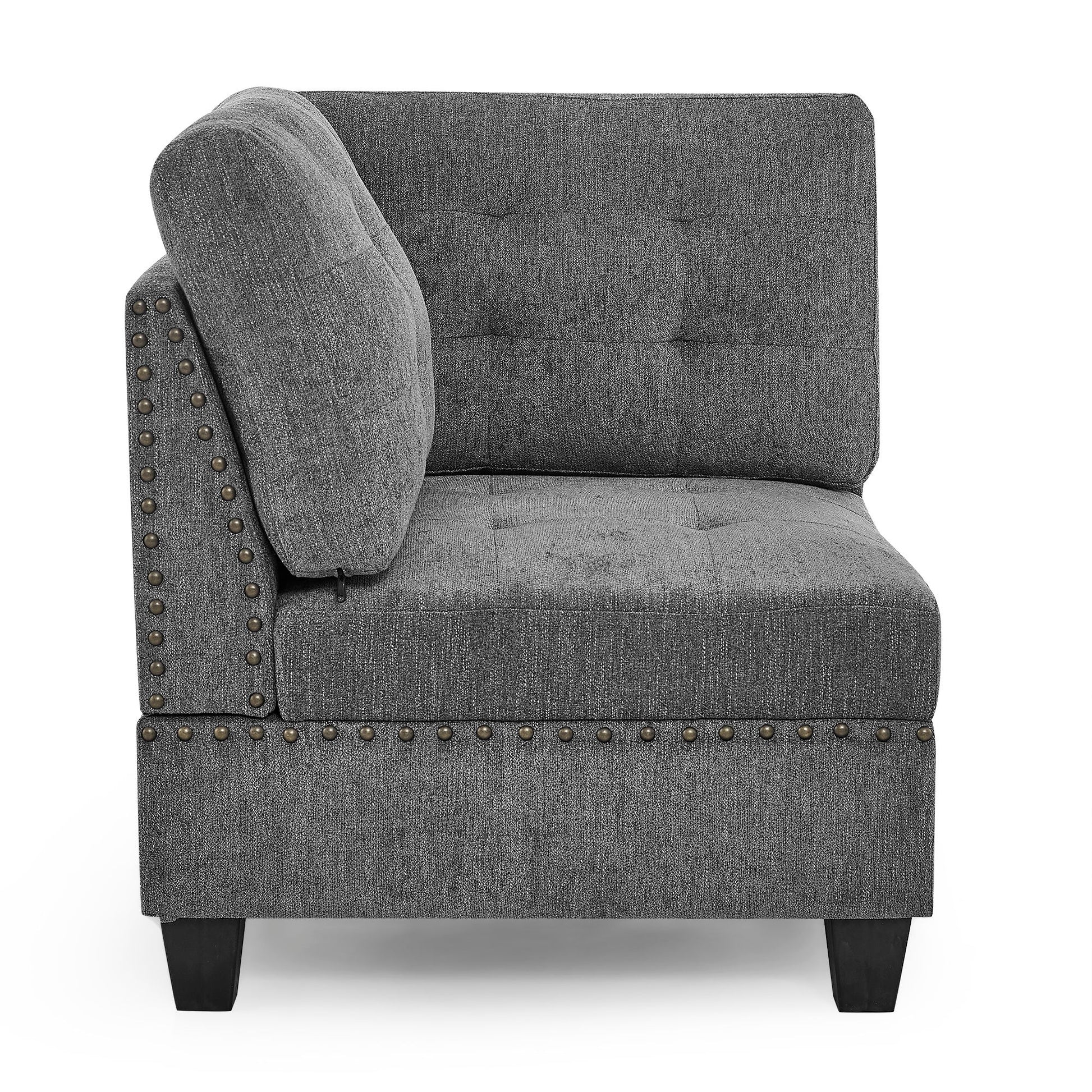 Modular Corner Sofa With Chenille Upholstery - Gray