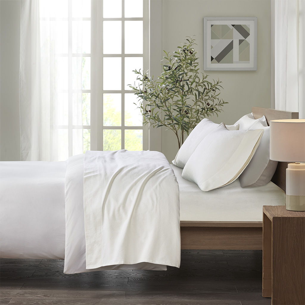 Queen Cozy Sheet Set - Ivory Solid