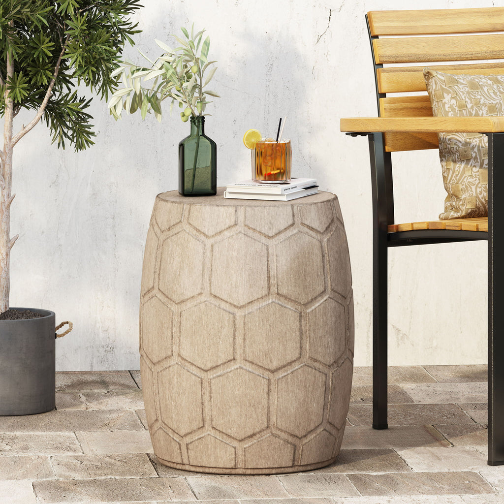 Outdoor Lightweight Concrete Side Table - Natural