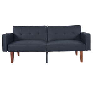 Convertible Futon Sofa Bed With Adjustable Split Back, Twin Size Sleeper Couch - Black