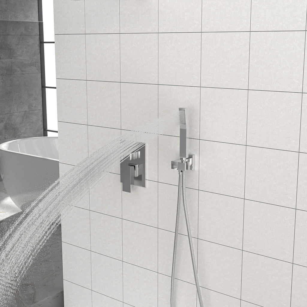 10" Square Dual Shower Head System Wall Mounted With Rough In Valve Modern Bathroom Fixture