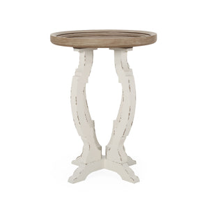 French Country Style Accent Table With Hourglass Design
