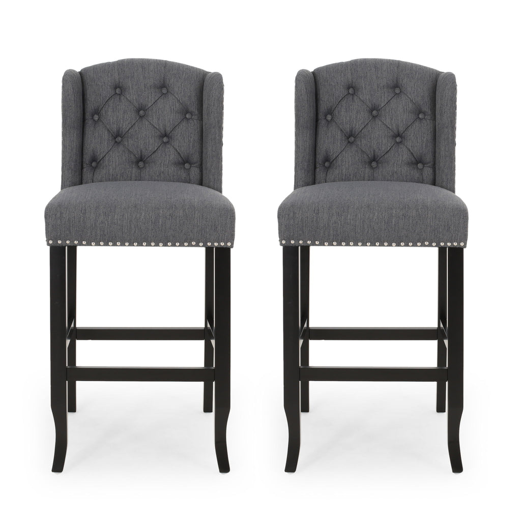 Vienna - Contemporary Fabric Tufted Wingback Counter Stools (Set of 2)