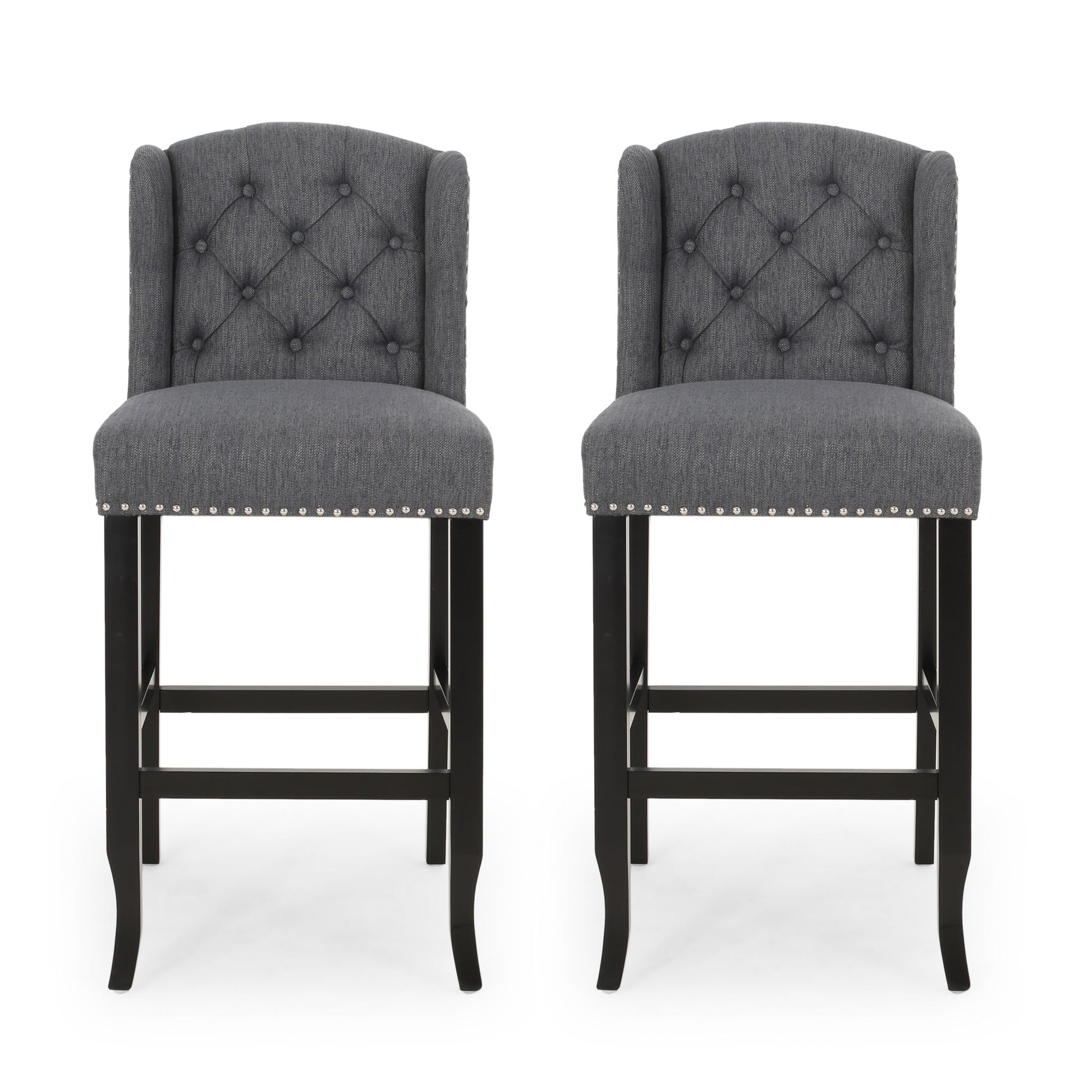 Vienna - Contemporary Fabric Tufted Wingback Counter Stools (Set of 2)