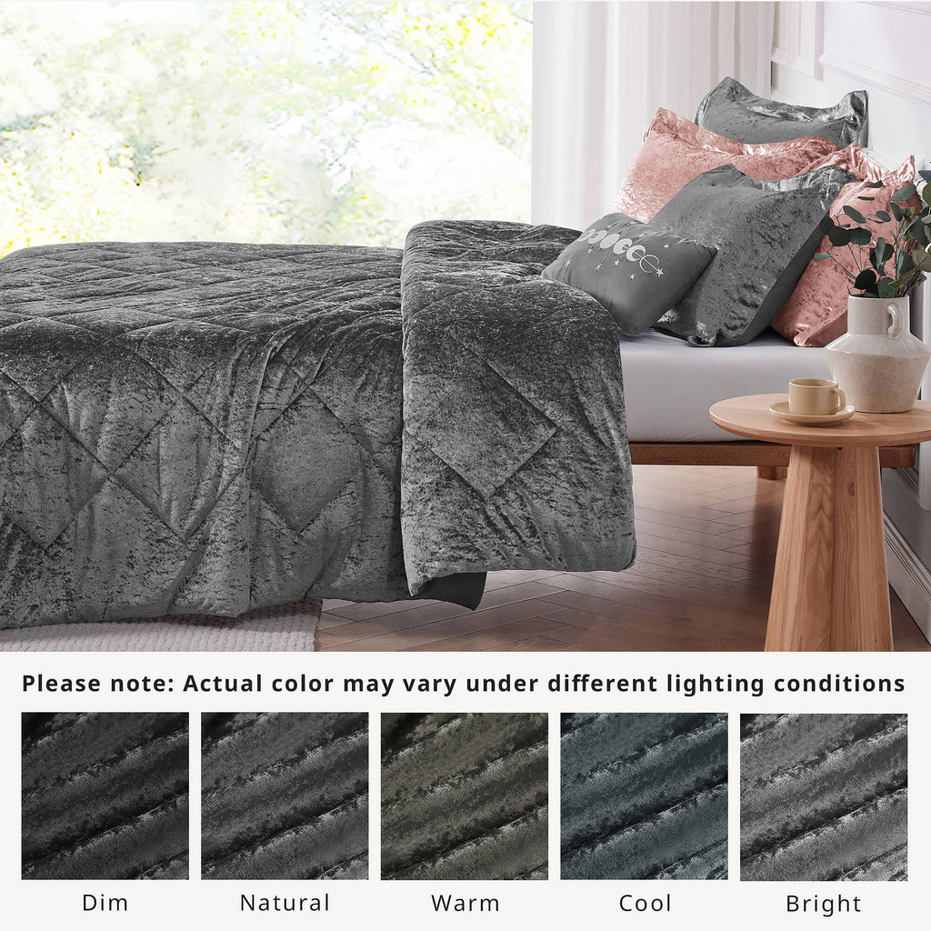 Felicia - King Comforter Set - Gray