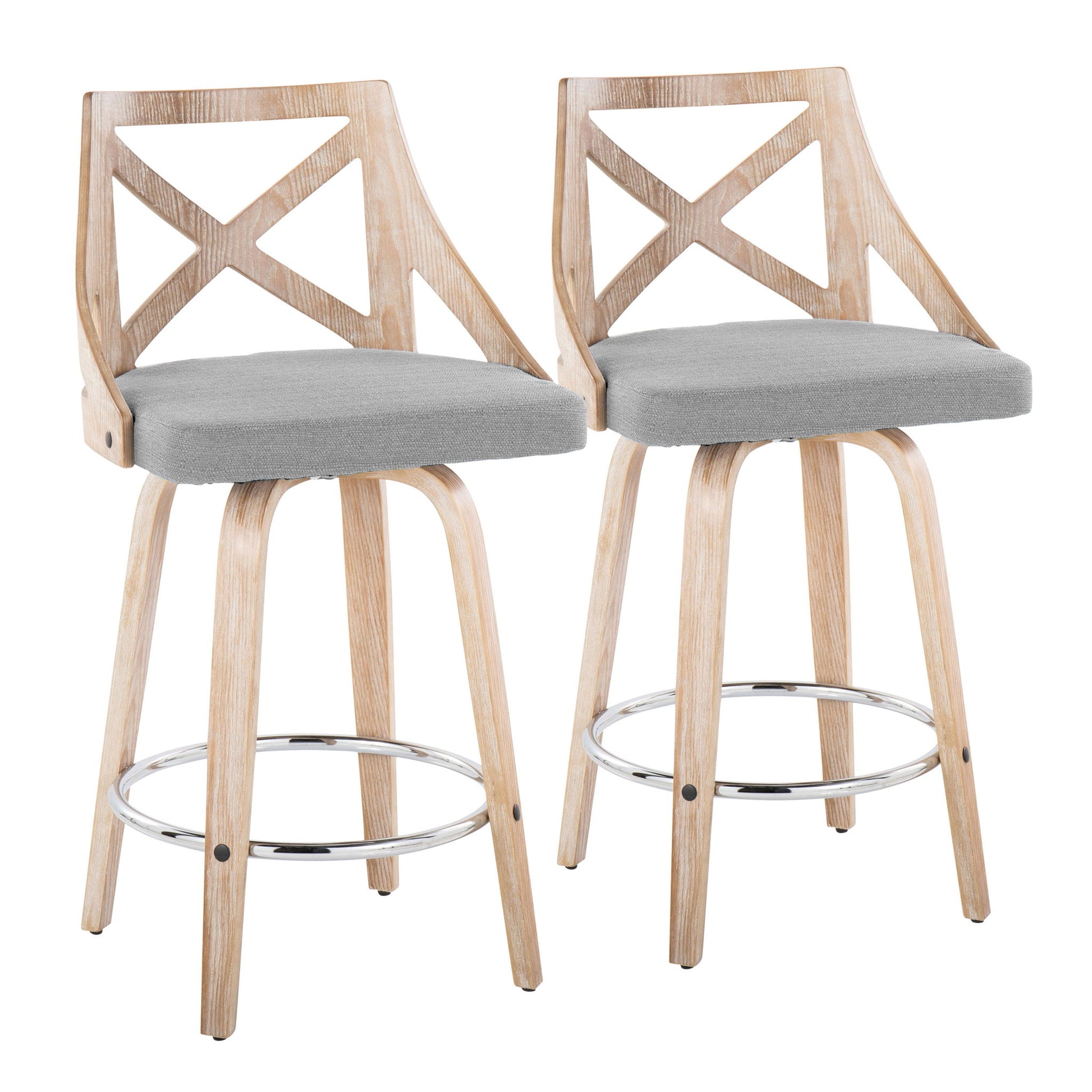Charlotte - Farmhouse Fixed Height Counter Stool With Swivel And Round Footrest (Set of 2)