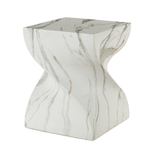Outdoor End Table, Round Side Table For Patio And Garden - Marble