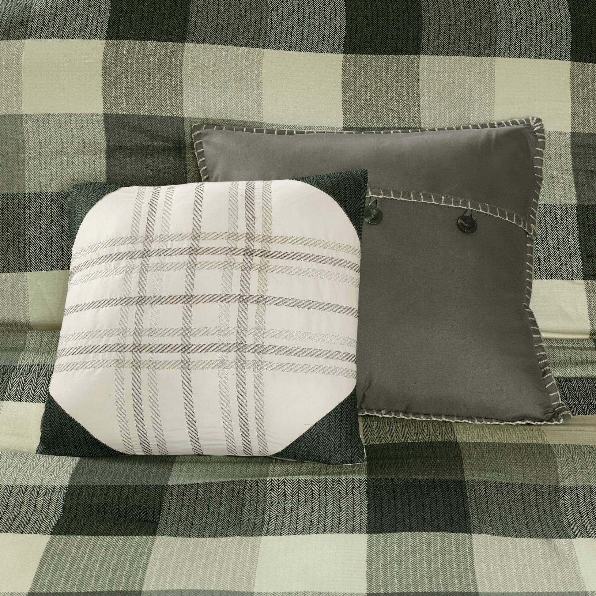 Ridge - California King 7 Piece Herringbone Comforter Set - Gray