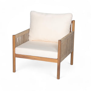 Modern Outdoor Woven Lounge Chair With Solid Wood Frame - Teak