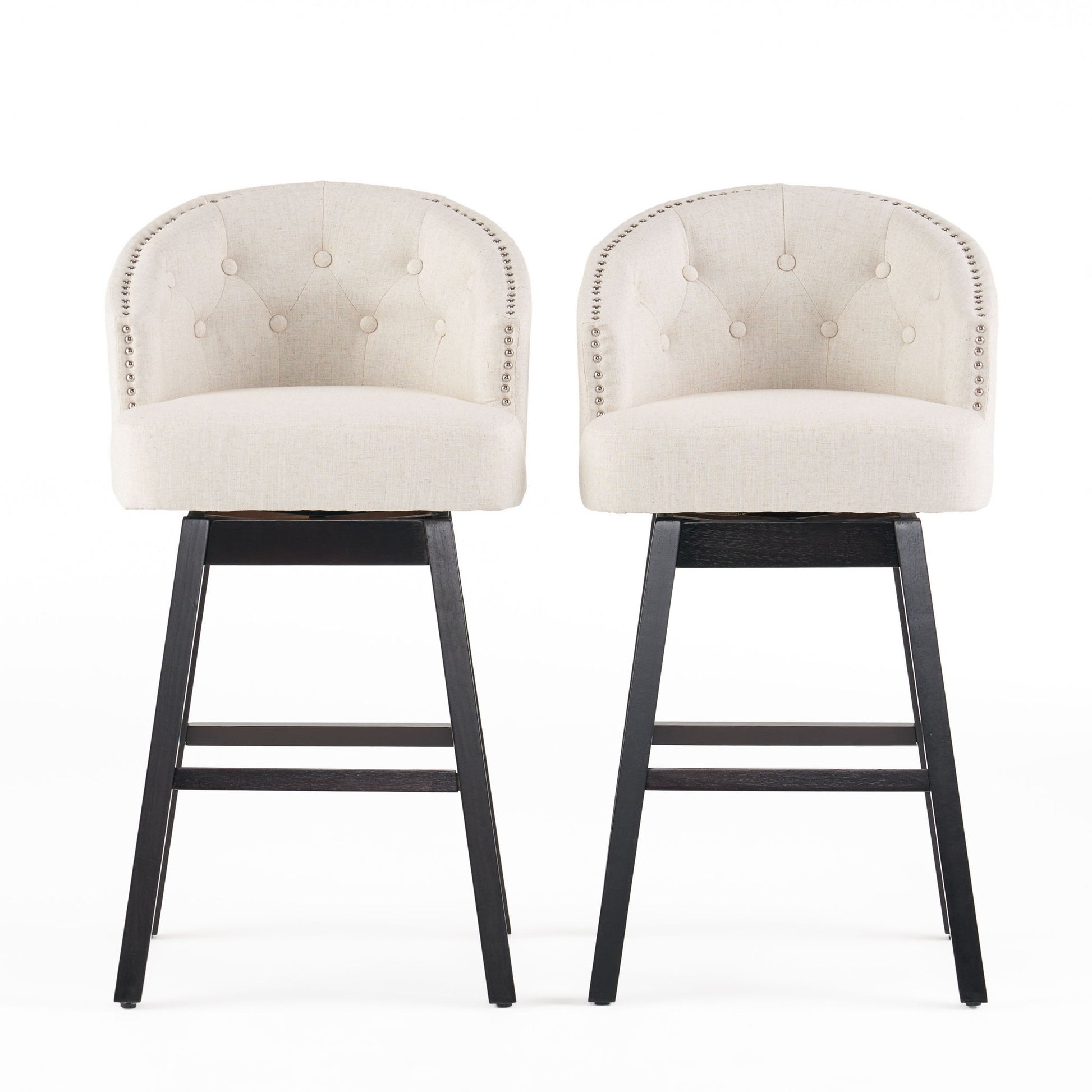 360 Degree Swivel Bar Stool With Stunning Nailhead Trim (Set of 2)