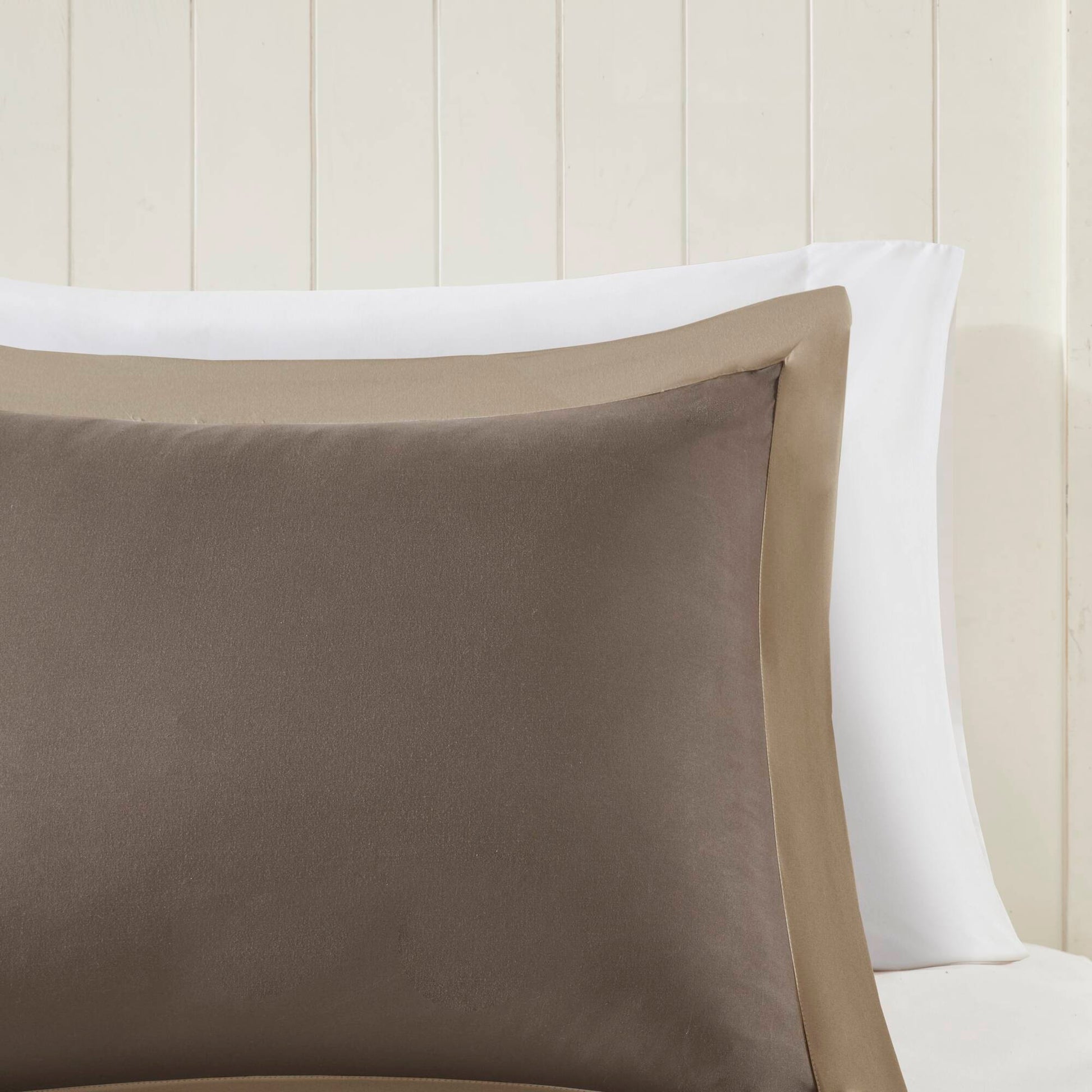Larkspur - 3M Scotchgard Diamond Quilting Reversible Down Alternative Comforter Set - Brown / Sand