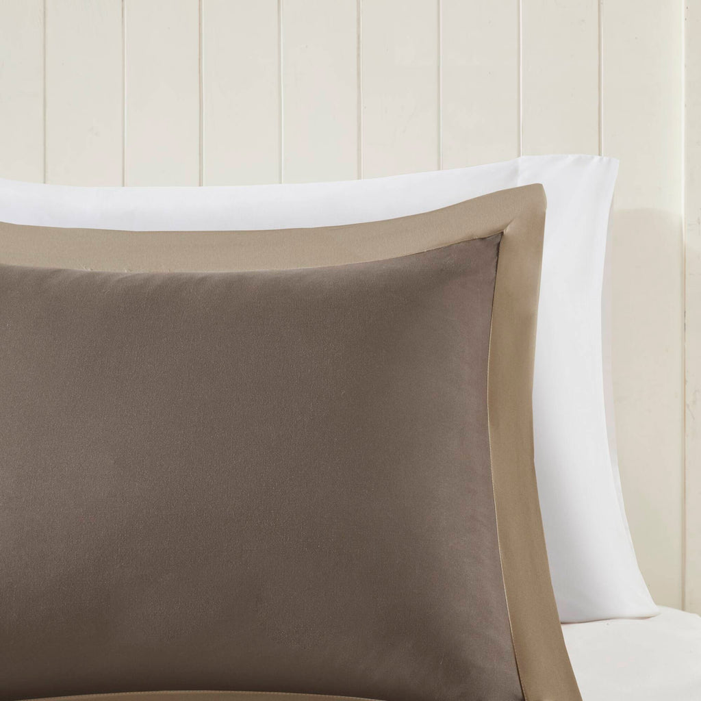 Larkspur - Twin 3M Scotchgard Diamond Quilting Reversible Down Alternative Comforter Set - Brown / Sand