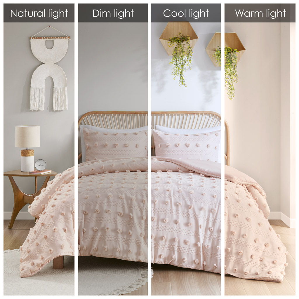 Lucy - Clip Jacquard Duvet Cover Set - Pink