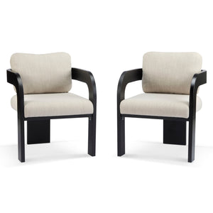 Dining Chairs With Pillow Back (Set of 2) - Beige / Black