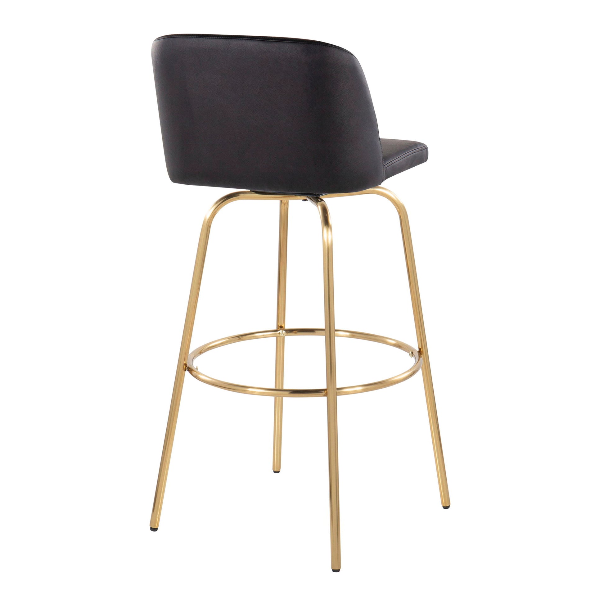 Toriano - Contemporary Fixed Height Barstool With Swivel And Round Footrest (Set of 2)