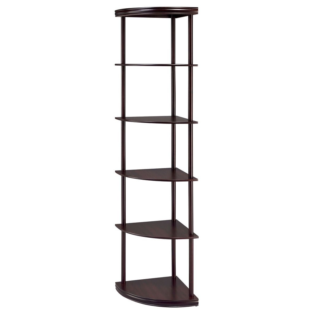 Corner Bookcase With 5 Shelves, Compact Design For Living Room - Cappuccino